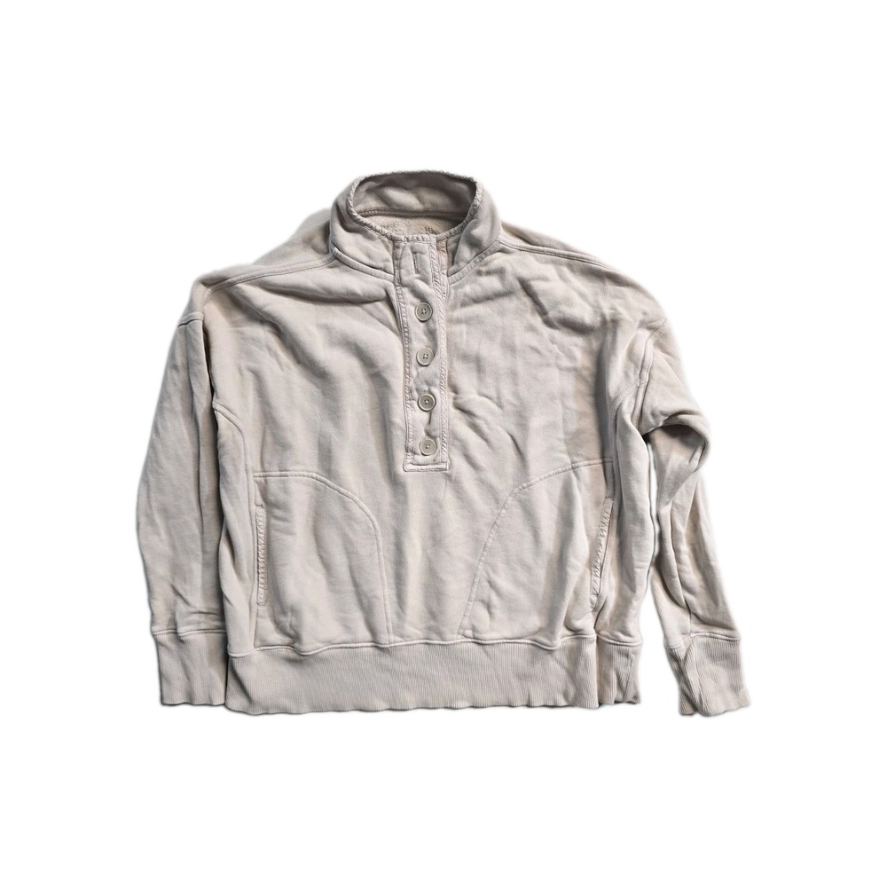 Aerie Vintage Popover Polo Sweatshirt Women's  Small Beige